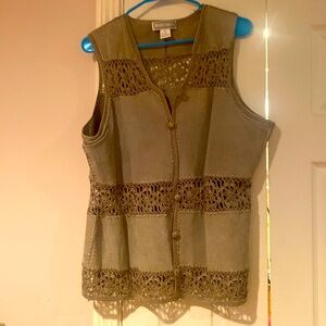 Vintage leather jacket XL SMH beautiful lace embroided .